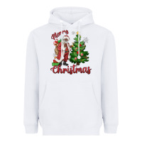 White Merry Christmas Black Santa Heavyweight Hoodie - MaliasSmallBusiness