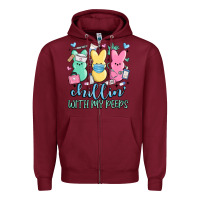 Burgundy chillin with my peeps Zipper Hoodie - MaliasSmallBusiness