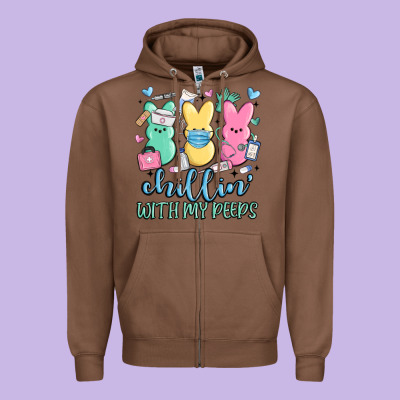 Chillin With My Peeps Zipper Hoodie Designed By Maliassmallbusiness