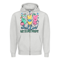 Dove Grey chillin with my peeps Zipper Hoodie - MaliasSmallBusiness