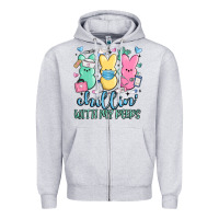 Heather Grey chillin with my peeps Zipper Hoodie - MaliasSmallBusiness