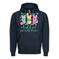 Navy chillin with my peeps Zipper Hoodie - MaliasSmallBusiness