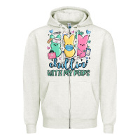 Oatmeal Heather chillin with my peeps Zipper Hoodie - MaliasSmallBusiness