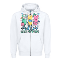 White chillin with my peeps Zipper Hoodie - MaliasSmallBusiness