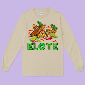 Elote Corn Sombrero Lime And  Cactus Long Sleeve Tee Designed By Adodesignshop