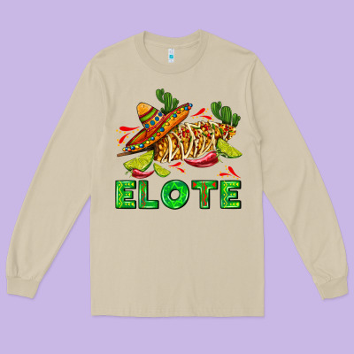 Elote Corn Sombrero Lime And  Cactus Long Sleeve Tee Designed By Adodesignshop