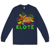 Navy Elote corn sombrero lime and  cactus Long Sleeve Tee - AdoDesignShop