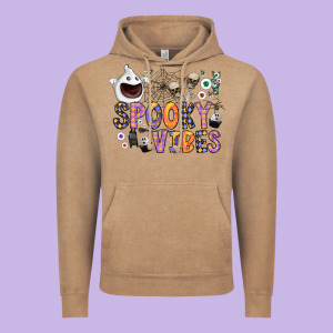 Spooky Vibes Vintage Hoodie Designed By Cowhidedigitalart