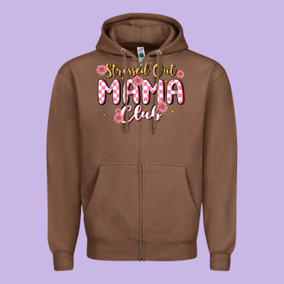 Stressed Out Mama Club Zipper Hoodie Designed By Maliassmallbusiness