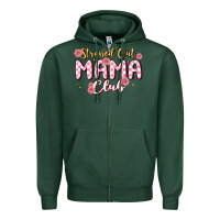 Sports Green stressed out mama club Zipper Hoodie - MaliasSmallBusiness