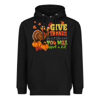 Black give thanks for a little and you will find a lot Heavyweight Hoodie - MaliasSmallBusiness