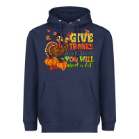 Navy give thanks for a little and you will find a lot Heavyweight Hoodie - MaliasSmallBusiness