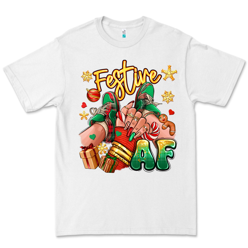 Festive Af Christmas Caucasian Girl Sneakers Premium Tee by RanaPortraitStore | Teevron