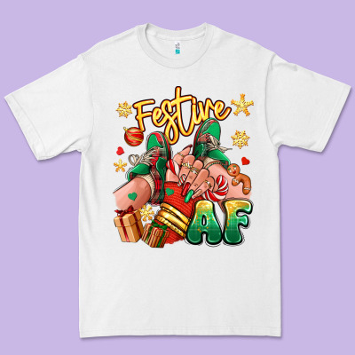 Premium Tee festive af christmas caucasian girl sneakers