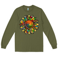 Army Green autism awareness cowhide leopard sunflower Long Sleeve Tee - Artiststas