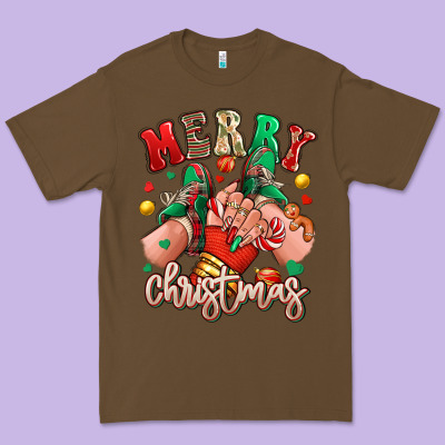 Premium Tee Merry Christmas Caucasian girl sneakers