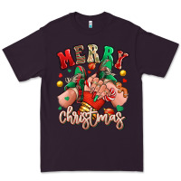 Plum Merry Christmas Caucasian girl sneakers Premium Tee - RanaPortraitStore