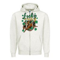 Oatmeal Heather lucky cowboy Zipper Hoodie - MaliasSmallBusiness