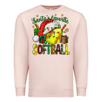 Pale Pink santa's favorite softball bbs Premium Sweatshirt - BundleAndBundleShop