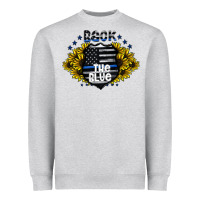 Heather Grey back the blue Heavyweight Sweatshirt - CowhideDigitalArt