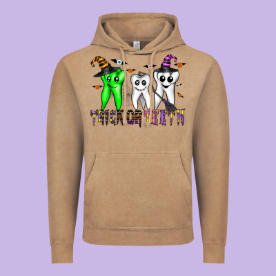 Trick Or Teeth Vintage Hoodie Designed By Cowhidedigitalart
