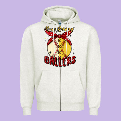 Busy Raising Ballers Malia Zipper Hoodie Designed By Maliassmallbusiness