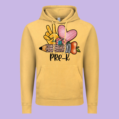 Peace Love Pre K Vintage Hoodie Designed By Jahusdesignshop
