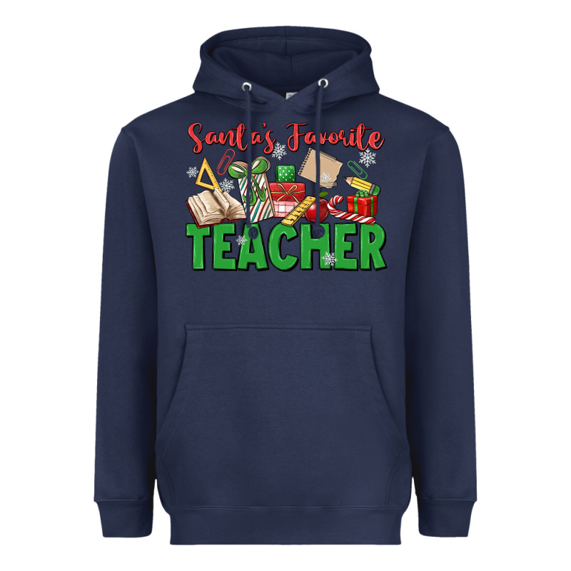 Santa's Favorite Teacher Heavyweight Hoodie by MaliasSmallBusiness | Teevron