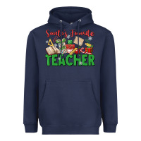 Navy santa's favorite teacher Heavyweight Hoodie - MaliasSmallBusiness