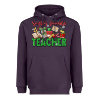 Plum santa's favorite teacher Heavyweight Hoodie - MaliasSmallBusiness