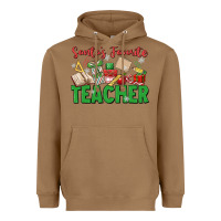 Toasted Coconut santa's favorite teacher Heavyweight Hoodie - MaliasSmallBusiness