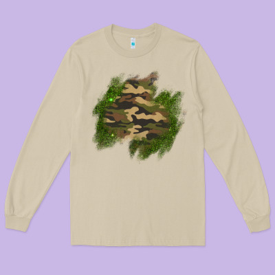 Camouflage Glitter Patch Long Sleeve Tee Designed By Adodesignshop