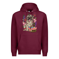 Burgundy Easter pug Premium Hoodie - RanaPortraitStore