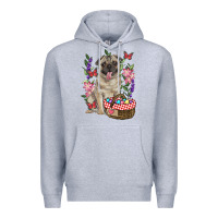Heather Grey Easter pug Premium Hoodie - RanaPortraitStore
