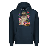 Navy Easter pug Premium Hoodie - RanaPortraitStore