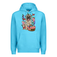 Ocean Blue Easter pug Premium Hoodie - RanaPortraitStore