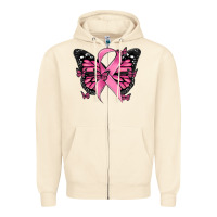 Sandshell breast cancer ribbon  butterfly Zipper Hoodie - MaliasSmallBusiness