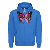 True Royal breast cancer ribbon  butterfly Zipper Hoodie - MaliasSmallBusiness