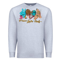 Heather Grey peace love nails bbs Premium Sweatshirt - BundleAndBundleShop