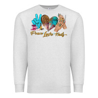 Oatmeal Heather peace love nails bbs Premium Sweatshirt - BundleAndBundleShop