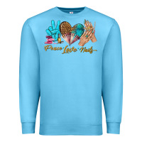 Ocean Blue peace love nails bbs Premium Sweatshirt - BundleAndBundleShop