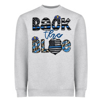 Heather Grey back the blue1 Heavyweight Sweatshirt - CowhideDigitalArt