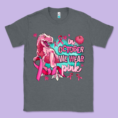 Dinosaur  In October We Wear Pink Classic Tee Designed By Adodesignshop