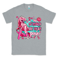Heather Grey dinosaur  in october we wear pink Classic Tee - AdoDesignShop