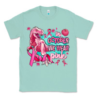 Seafoam dinosaur  in october we wear pink Classic Tee - AdoDesignShop