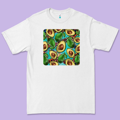 Avacado With Turquoise And Leopard Background Mug Coaster Premium Tee Designed By Barkaloodesign