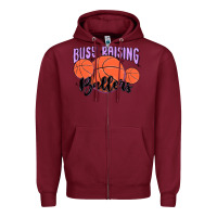 Burgundy busy raising ballers Zipper Hoodie - MaliasSmallBusiness