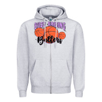 Heather Grey busy raising ballers Zipper Hoodie - MaliasSmallBusiness