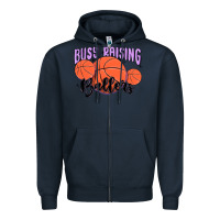 Navy busy raising ballers Zipper Hoodie - MaliasSmallBusiness