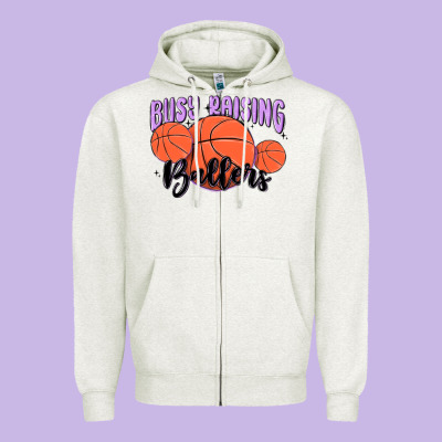 Busy Raising Ballers Zipper Hoodie Designed By Maliassmallbusiness